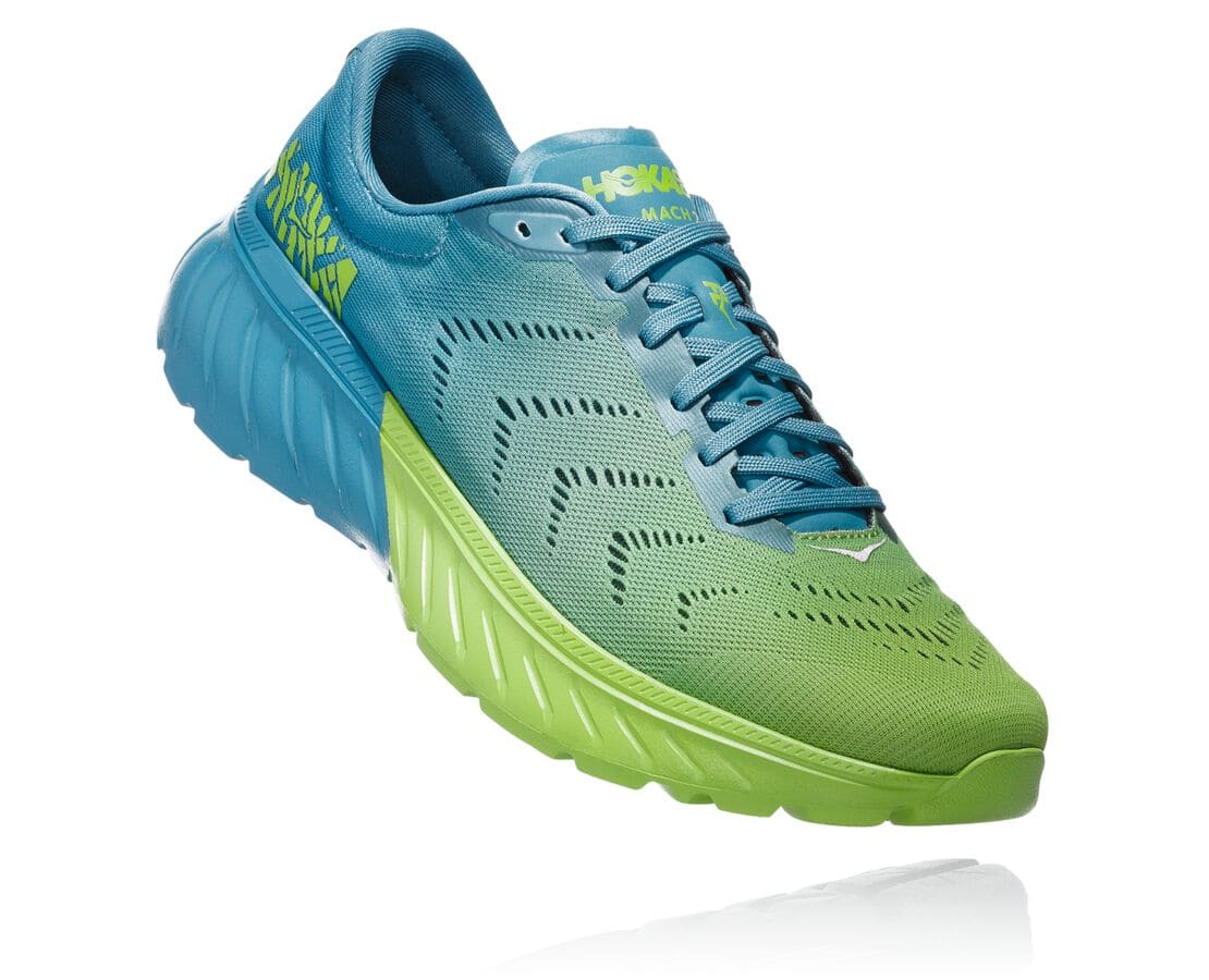 Hoka One One Mach 2 Herren Straßenlaufschuhe Blau / HellGrün | (DE-2459VNSYL)